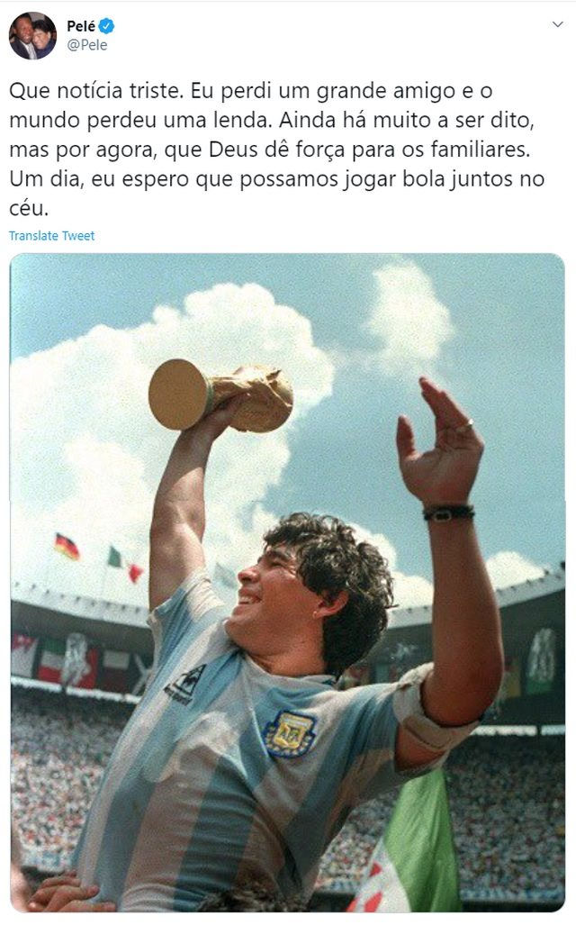 Pele hi vọng một ngày sẽ được thi đấu với Maradona trên thiên đường.