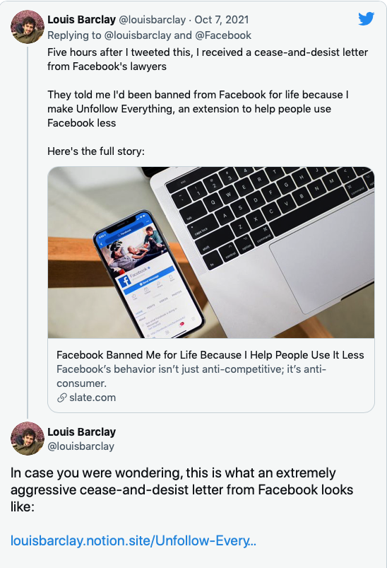 Facebook 'cấm cửa' vĩnh viễn lập trình viên viết công cụ hủy theo dõi mọi thứ trên Facebook - Ảnh 2.