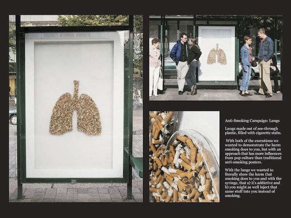 Chiến dịch truyền thông của Hiệp hội Ung thư Phần Lan nhắn nhủ mọi người cai thuốc lá nếu không muốn lá phổi của bạn chứa toàn đầu thuốc