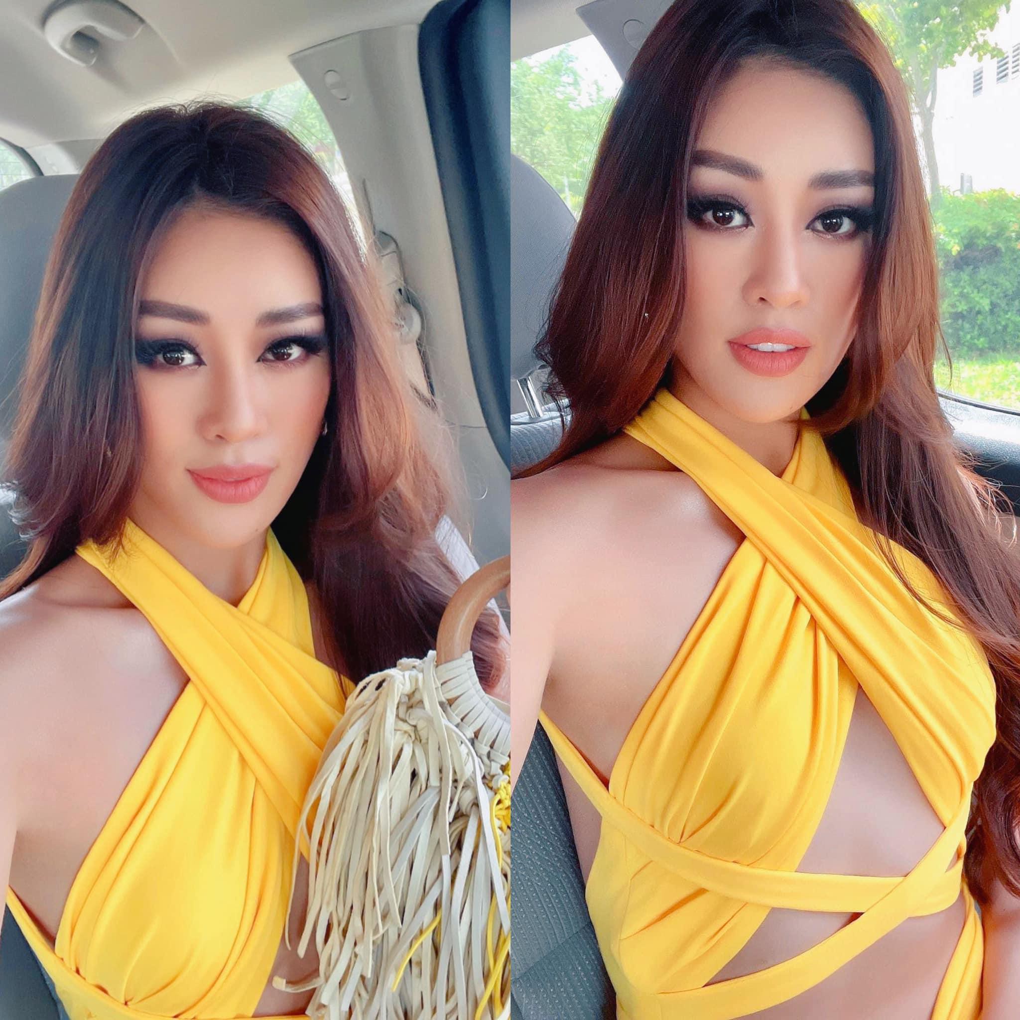 Khánh Vân tiếp tục tỏa sáng tại Miss Universe 2020 khi diện váy vàng chóe, cắt xẻ táo bạo - Ảnh 1.