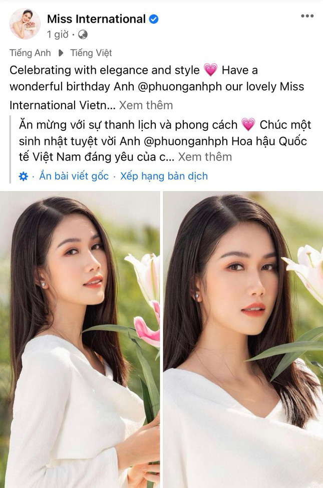 Á hậu Phương Anh bất ngờ được trang chủ Hoa hậu Quốc tế đăng bài ...