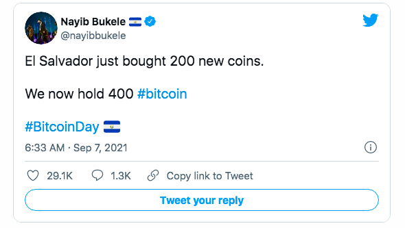 El Salvador gây bão cộng đồng tiền số khi chính thức hợp pháp hoá Bitcoin, tiết lộ đang nắm trong tay 400 Bitcoin - Ảnh 1. El Salvador gây bão cộng đồng tiền số khi chính thức hợp pháp hoá Bitcoin, tiết lộ đang nắm trong tay 400 Bitcoin - Ảnh 1.