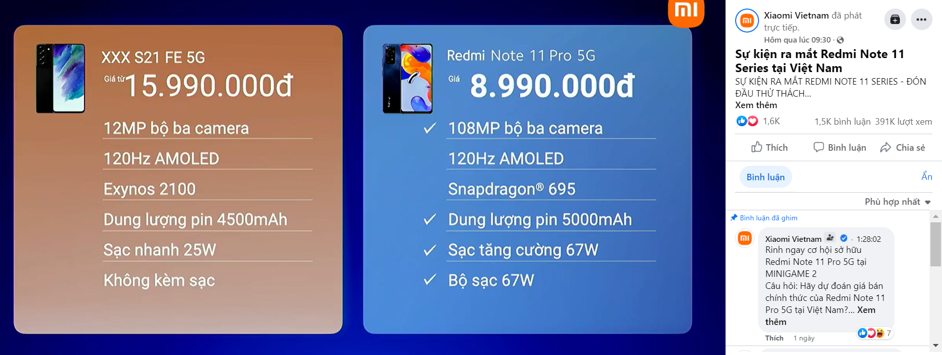 Hảo so sánh tới từ Xiaomi Việt Nam: so chiếc Note 11 Pro với Samsung S21 FE, người dùng cho rằng Xaomi không có cửa - Ảnh 2. Hảo so sánh tới từ Xiaomi Việt Nam: so chiếc Note 11 Pro với Samsung S21 FE, người dùng cho rằng Xaomi không có cửa - Ảnh 2.