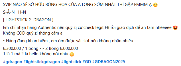 Hỗn độn "chợ" lightstick G-Dragon trên mạng lúc này: Công khai bán hàng giả, hét giá gấp 3 lần…- Ảnh 6. Hỗn độn "chợ" lightstick G-Dragon trên mạng lúc này: Công khai bán hàng giả, hét giá gấp 3 lần…- Ảnh 6.