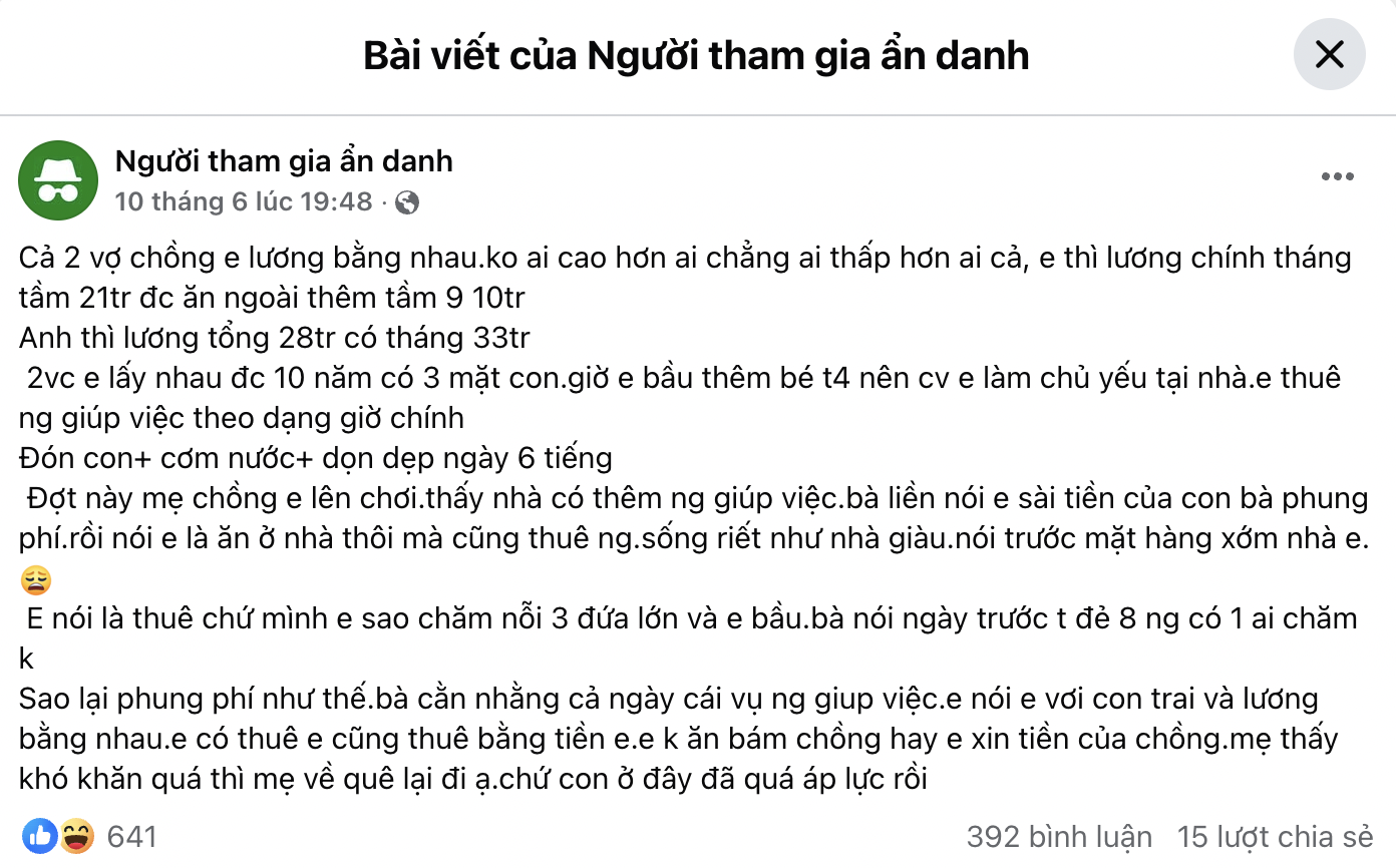 Sóng gió của con dâu thu nhập 30 triệu/tháng có mẹ chồng ở quê lên chơi, bắt gặp thuê giúp việc- Ảnh 1. Sóng gió của con dâu thu nhập 30 triệu/tháng có mẹ chồng ở quê lên chơi, bắt gặp thuê giúp việc- Ảnh 1.
