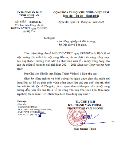 Nghệ An: Triển khai đầu tư, hỗ trợ phát triển vùng trồng dược liệu quý- Ảnh 1. Nghệ An: Triển khai đầu tư, hỗ trợ phát triển vùng trồng dược liệu quý- Ảnh 1.