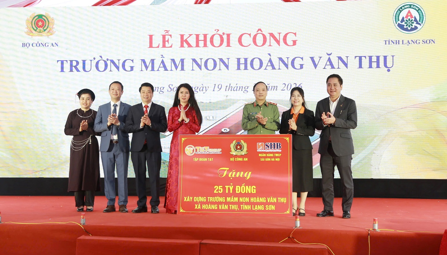 T&T Group và SHB đồng hành cùng Bộ Công an xây dựng Trường mầm non Hoàng Văn Thụ tại Lạng Sơn- Ảnh 1.