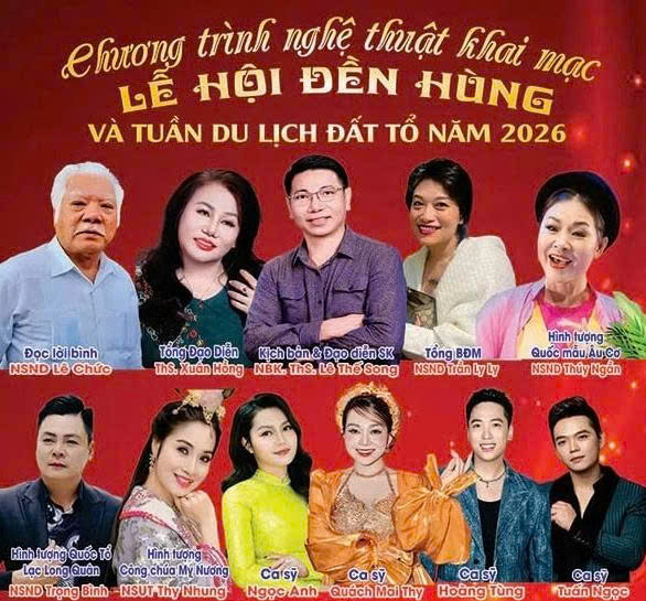 Nhiều nghệ sỹ, diễn viên về biểu diễn đêm khai mạc Lễ hội Đền Hùng 2026- Ảnh 1.