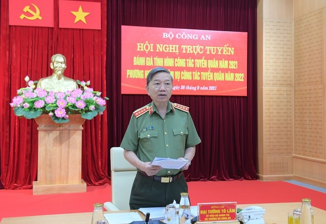 Đại tướng Tô Lâm - Ủy viên Bộ Chính trị, Bộ trưởng Bộ Công an phát biểu chỉ đạo tại Hội nghị.
