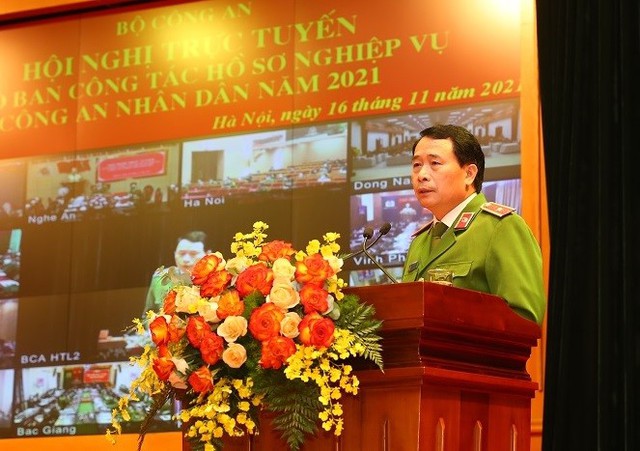 Thiếu tướng Lê Quốc Hùng, Ủy viên Trung ương Đảng, Thứ trưởng Bộ Công an phát biểu chỉ đạo tại Hội nghị.