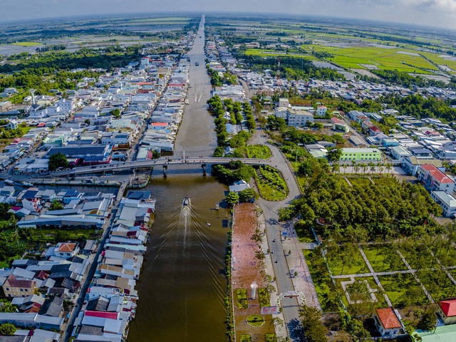 Một góc trung tâm đô thị huyện Vĩnh Thuận.