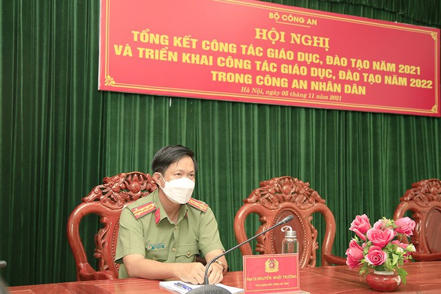 Đại tá Nguyễn Nhật Trường, Phó Giám đốc Công an tỉnh tham dự Hội nghị tại điểm cầu An Giang.