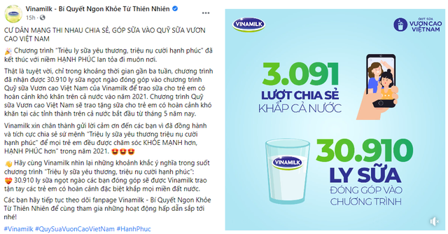Quỹ sữa vươn cao Việt Nam 2021 của Vinamilk sẽ có thêm 31.000 ly sữa từ sự tham gia của cộng đồng - Ảnh 1.