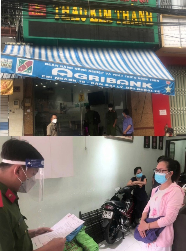 Cơ quan CSĐT đọc Quyết định khám xét tại tiệm vàng Thảo Kim Thành.
