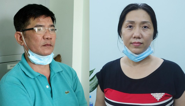 Nguyễn Tuấn Thanh và Lê Thị Hạnh tại cơ quan công an.