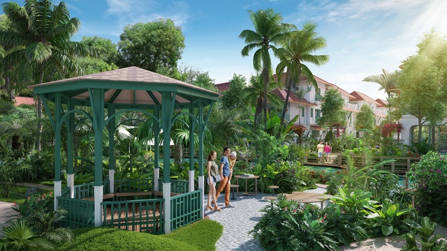 Sun Tropical Village có tổng diện tích cây nhiệt đới lên tới 19000m2. Ảnh phối cảnh minh họa: Sun Property