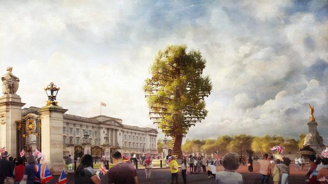 Anh: Trưng bày tượng khổng lồ từ 350 cây xanh bên ngoài Điện Buckingham - Ảnh 1.