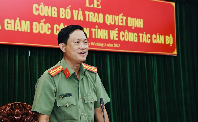 Đại tá Nguyễn Nhật Trường - Phó Giám đốc Công an tỉnh phát biểu chỉ đạo tại buổi Lễ.