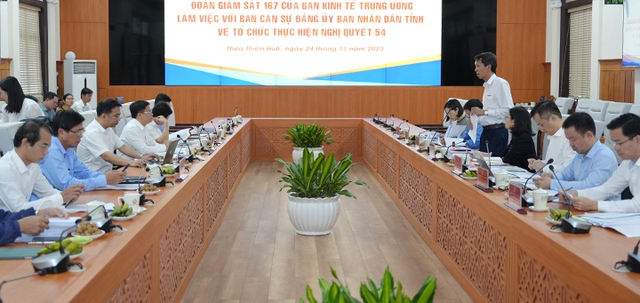 Đoàn giám sát Ban Kinh tế Trung ương làm việc với Ban Cán sự Đảng UBND tỉnh Thừa Thiên Huế- Ảnh 1.