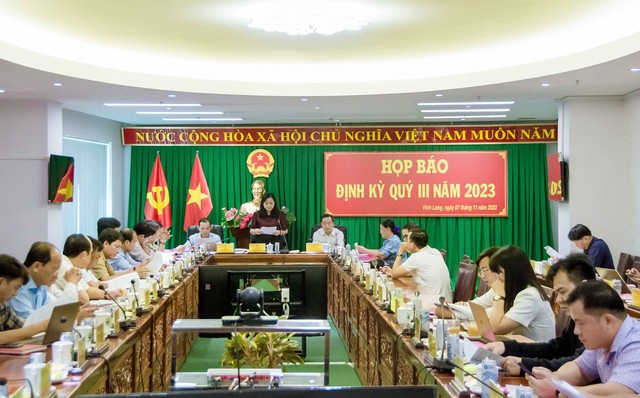 Quang cảnh buổi họp báo định kỳ quý III năm 2023.