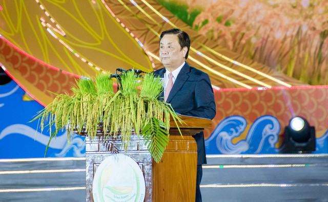 Bộ trưởng Bộ NN&PTNT Lê Minh Hoan phát biểu khai mạc Festival quốc tế ngành hàng lúa gạo Việt Nam - Hậu Giang 2023.