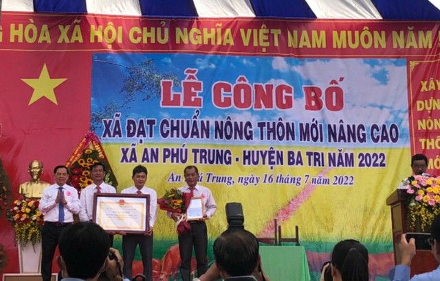 Xã An Phú Trung đạt chuẩn nông thôn mới nâng cao 2022.