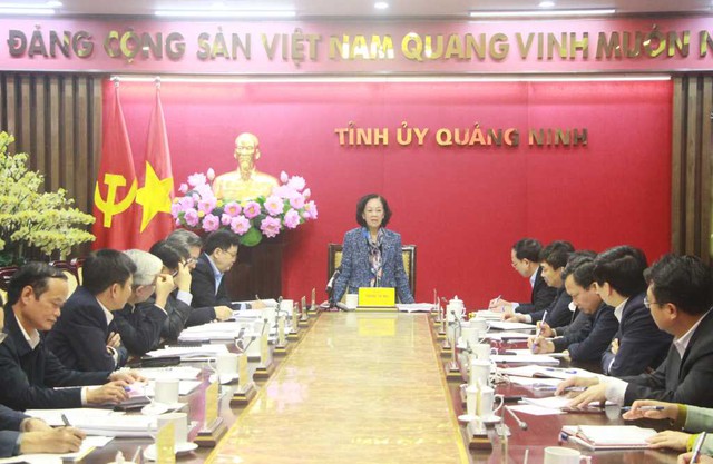Trưởng Ban Tổ chức TW Trương Thị Mai làm việc với BTV Tỉnh uỷ Quảng Ninh - Ảnh 1.