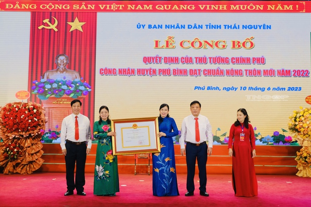 Lễ công bố huyện Phú Bình đạt chuẩn nông thôn mới năm 2022 - Ảnh 1.