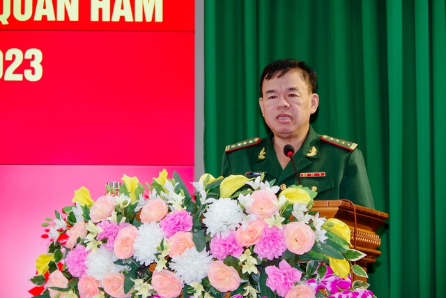 Đại tá Lê Hồng Hà, Phó chỉ huy trưởng, Tham mưu trưởng BĐBP tỉnh Sóc Trăng phát biểu tại buổi lễ