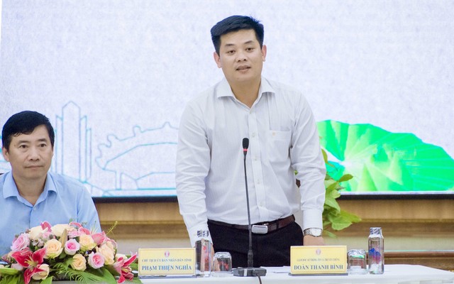 Ông Đoàn Thanh Bình, Giám đốc Sở Thông tin và Truyền thông tỉnh Đồng Tháp phát biểu tại hội nghị.