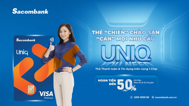 Sacombank ra mắt thẻ tích hợp visa UNIQ Platinum đa tiện ích - Ảnh 1.