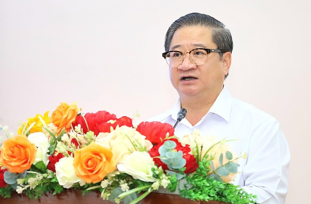 Chủ tịch UBND TP. Cần Thơ Trần Việt Trường phát biểu chào mừng Hội nghị sơ kết 3 năm kết quả thực hiện Chương trình mục tiêu quốc gia phát triển kinh tế - xã hội vùng đồng bào dân tộc thiểu số và miền núi giai đoạn (2021-2023).