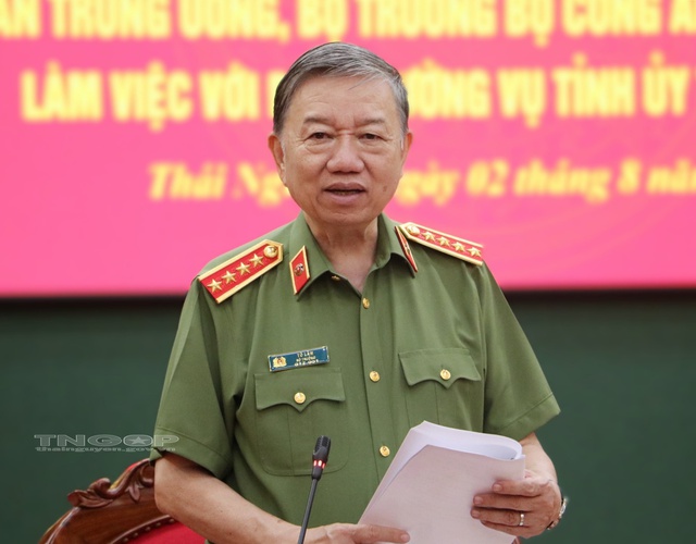 Bộ trưởng Bộ Công an Tô Lâm làm việc với Ban Thường vụ Tỉnh ủy Thái Nguyên - Ảnh 3.