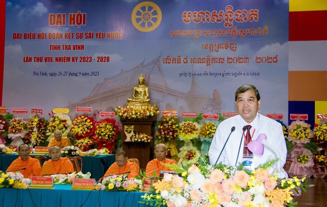 Ông Kim Ngọc Thái - Phó Bí thư Thường trực Tỉnh ủy, Chủ tịch HĐND tỉnh Trà Vinh phát biểu chỉ đạo Đại hội.