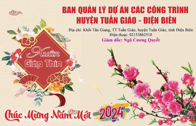 Ban quản lý dự án các công trình huyện Tuần Giáo - Điện Biên Chúc mừng năm mới- Ảnh 1.