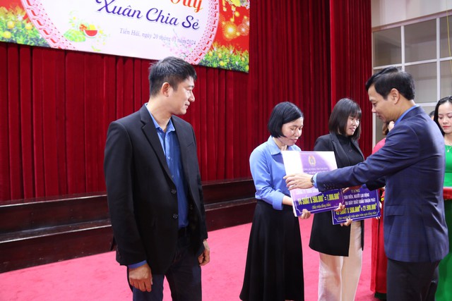 Thái Bình : Công đoàn huyện Tiền Hải trao 596 suất quà Tết cho đoàn viên, công nhân lao động- Ảnh 1.