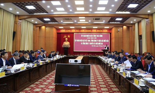 UBND tỉnh Thái Bình làm việc với Tập đoàn Điện lực Việt Nam- Ảnh 1.