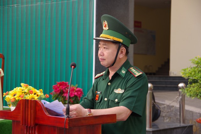 Đại tá Trần Ngọc Châu, Phó Chỉ huy trưởng - Tham mưu trưởng BĐBP tỉnh phát biểu tại buổi Lễ.