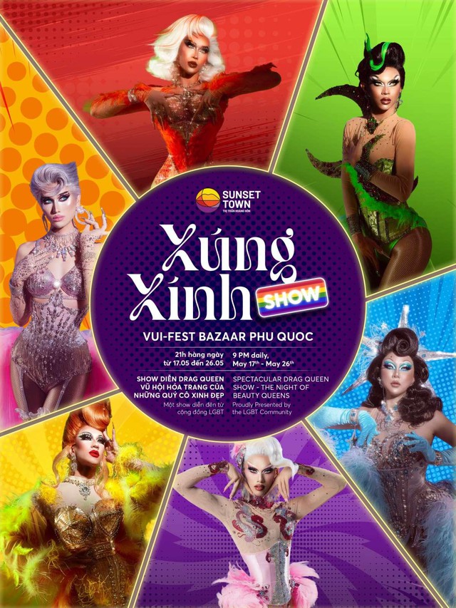 Những nghệ sĩ drag queen "xúng xính" trong poster của show diễn