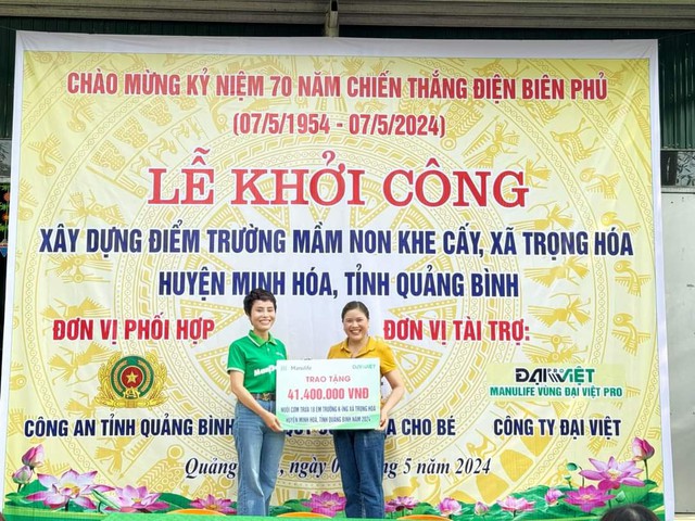 Quảng Bình: Manulife Đại Việt Pro lan tỏa yêu thương, xây trường học tại bản Khe Cấy- Ảnh 1.