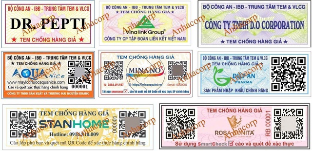 Hàng giả tinh vi thời 4.0: Doanh nghiệp mất doanh thu, người tiêu dùng mất niềm tin- Ảnh 2. Minh họa một vài mẫu tem chống giả do An Hà phát hành
