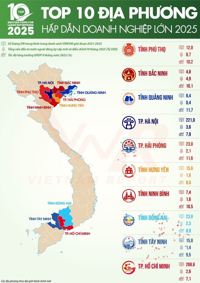 Top 10 địa phương hấp dẫn doanh nghiệp lớn năm 2025- Ảnh 1. Top 10 địa phương hấp dẫn doanh nghiệp lớn năm 2025- Ảnh 1.