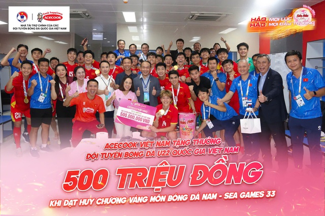 Acecook Việt Nam thưởng nóng 500 triệu đồng cho Đội tuyển U22 Việt Nam đạt Huy chương Vàng SEA Games 33- Ảnh 1.
