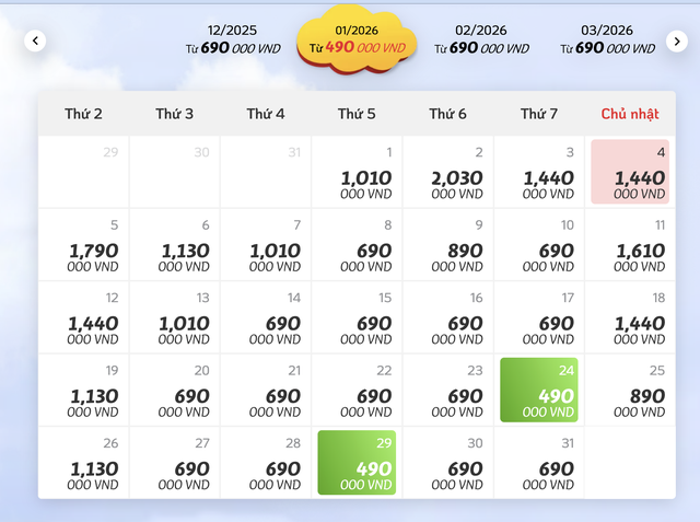 Giá vé máy bay Tết Dương lịch 2026 tăng 500.000 đồng/chiều- Ảnh 1.