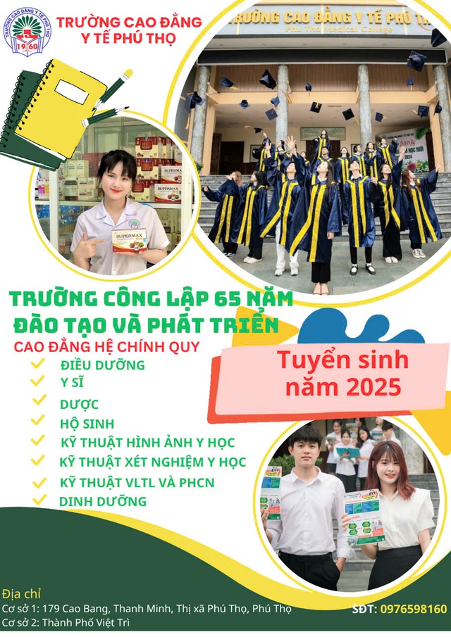 Trường Cao đẳng Y tế Phú Thọ tuyển sinh 1.135 chỉ tiêu hệ Cao đẳng năm 2025- Ảnh 2. Trường Cao đẳng Y tế Phú Thọ tuyển sinh 1.135 chỉ tiêu hệ Cao đẳng năm 2025- Ảnh 2.