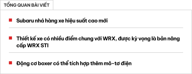 Subaru nhá hàng xe mới với nhiều điểm tương đồng WRX, cải tiến AWD, có thể dùng động cơ hybrid- Ảnh 1. Subaru nhá hàng xe mới với nhiều điểm tương đồng WRX, cải tiến AWD, có thể dùng động cơ hybrid- Ảnh 1.