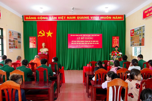 Đồn Biên phòng Lai Hòa: Bế giảng lớp dạy tiếng Khmer cho học sinh khu vực biên giới biển- Ảnh 1.