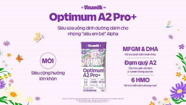 Vinamilk ra mắt OPTIMUM A2 PRO+: Siêu sữa uống dinh dưỡng với lợi ích cộng hưởng vượt trội từ đạm quý A2 - 6 HMO - MFGM & DHA- Ảnh 1.