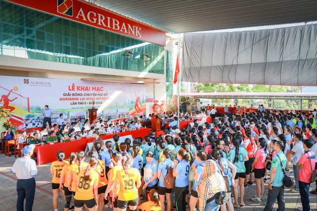Hơn 300 VĐV tham dự Giải bóng chuyền hơi nữ Agribank Lai Vung mở rộng lần II năm 2026- Ảnh 1.