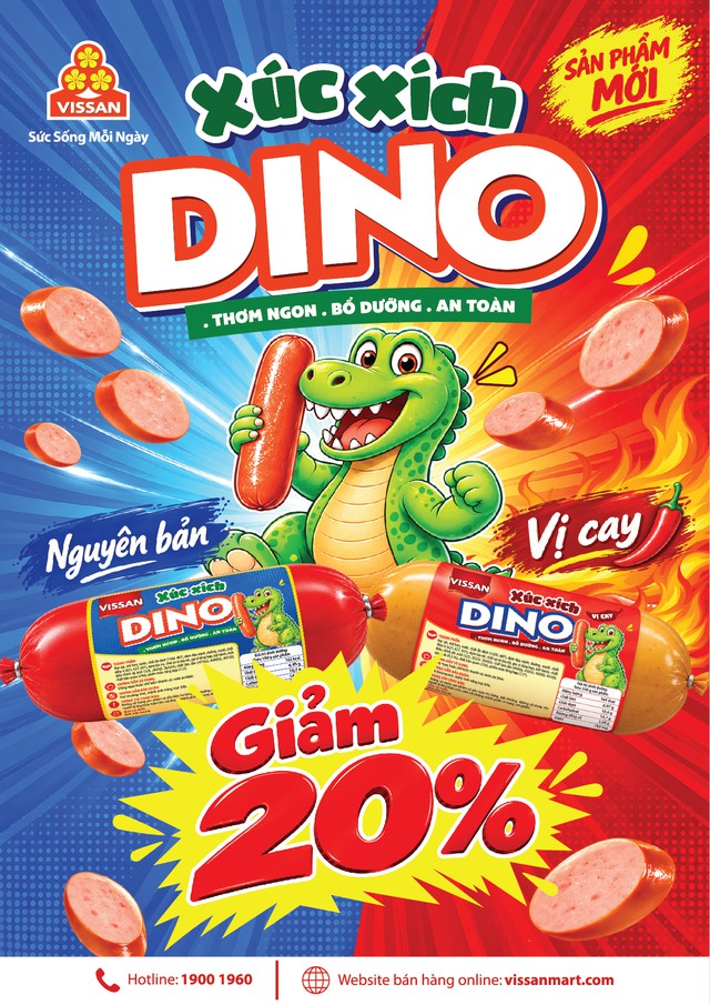 VISSAN ra mắt xúc xích Dino 85g với hai hương vị, mở rộng lựa chọn cho người trẻ- Ảnh 1.